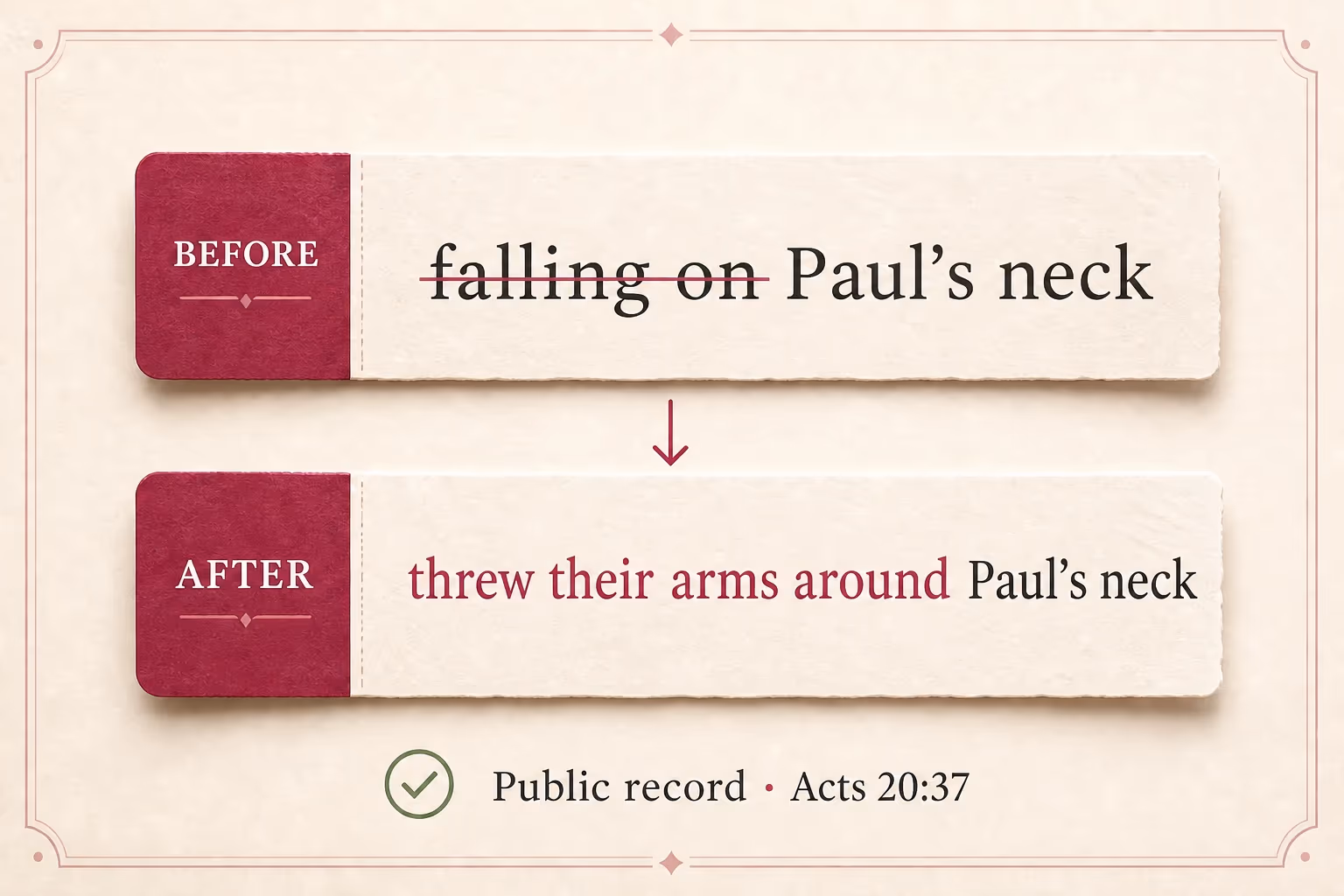 Before-and-after public revision record for Acts 20:37