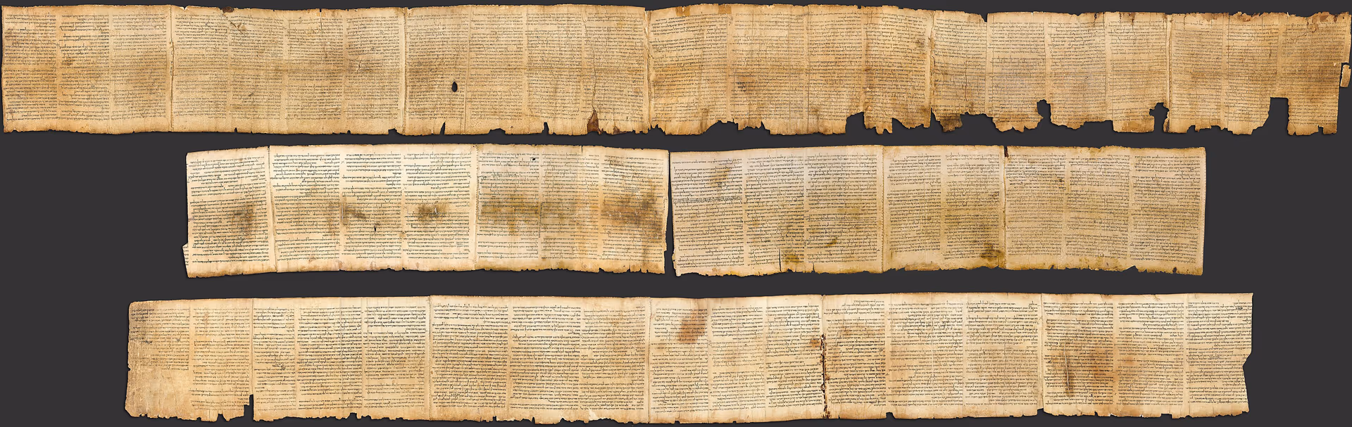 Great Isaiah Scroll, arranged in three rows