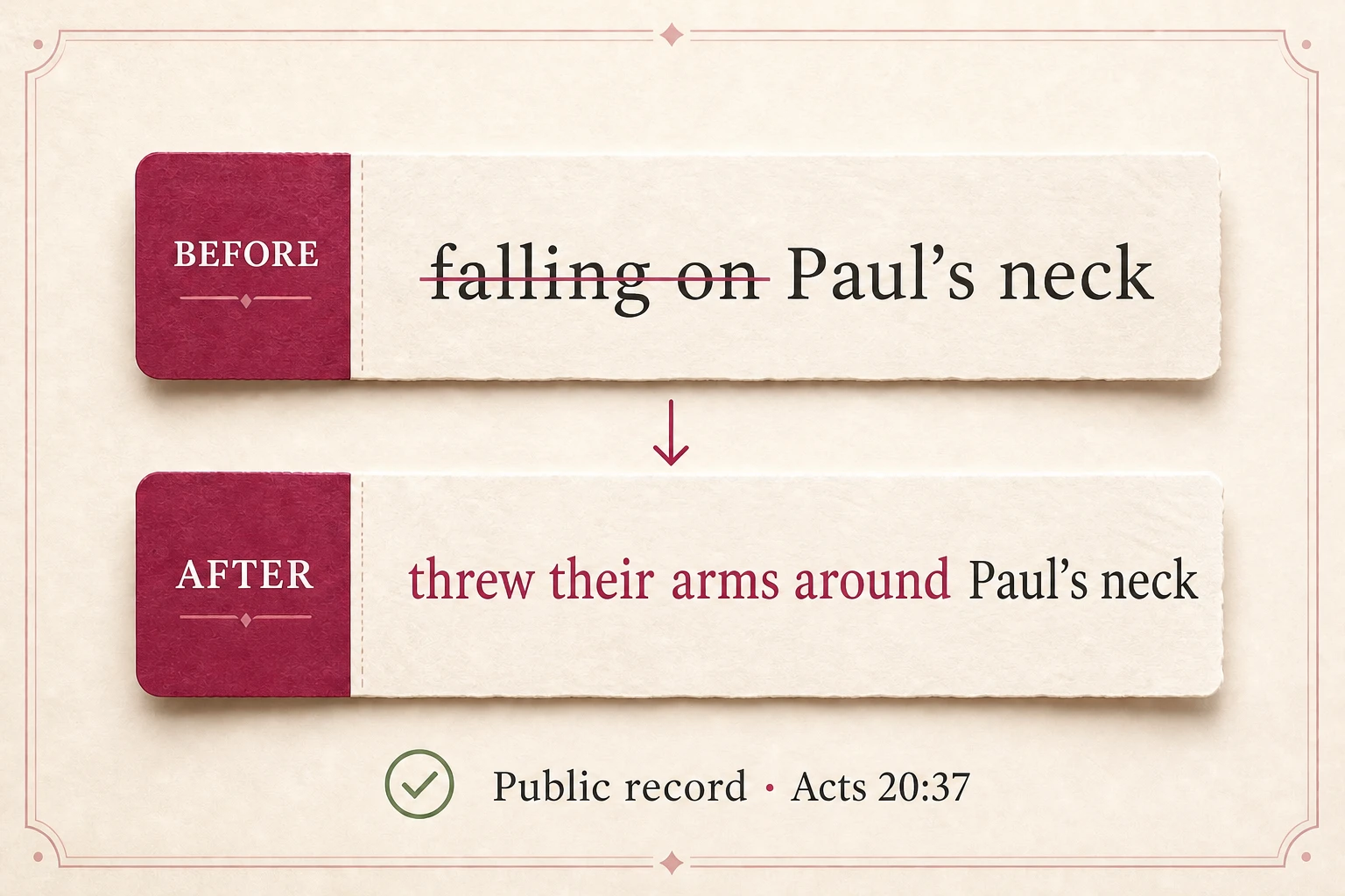 Before-and-after public revision record for Acts 20:37